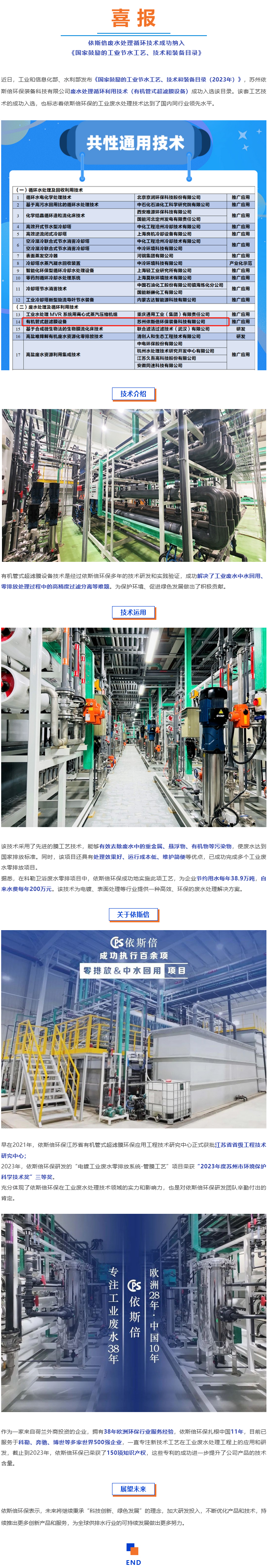 喜報(bào)--依斯倍廢水處理循環(huán)技術(shù)成功納入《國家鼓勵(lì)的工業(yè)節(jié)水工藝、技術(shù)和裝備目錄》